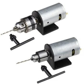 

Wood Plastic Cardboard Hole Saw Dc 12-36V Lathe Press 555 Motor with Miniature with Hand Drill Chuck and Mounting Bracket