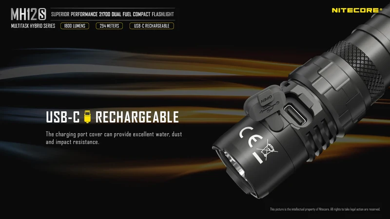 NITECORE MH12S 1800 Lumens 21700 Dual Fuel Compact Flashlight (11)