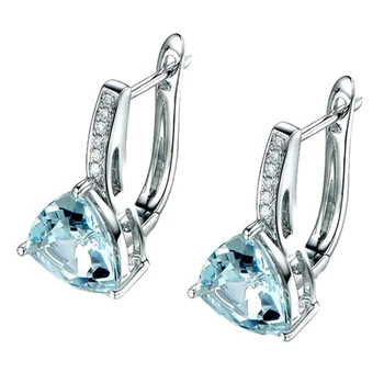 

Fashionable and elegant light blue zircon triangle earrings