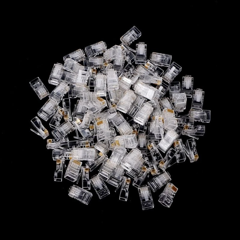 

25/100Pcs Gold Plated RJ45 Net Network Cables Modular Plug Cat5 CAT5e Connector 8P8C Modular Rj45 Plug Terminals August 5
