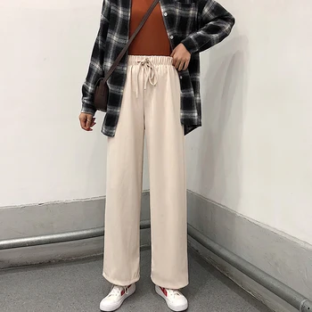 

Korean Version Of Elastic Waist Pants Simple Autumn Straight Slim Women'S Pants Ladies Casual Loose Large Size Pants Women 2019