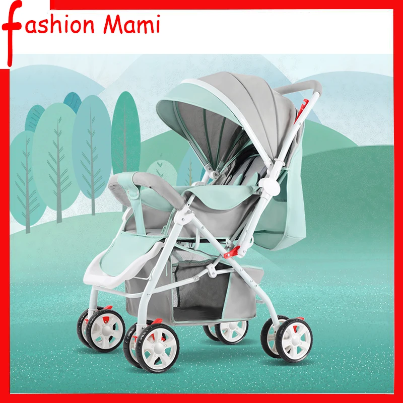 

Baby stroller two-way implementation can sit reclining ultra-light and easy to fold BB children's four-wheeled trolley