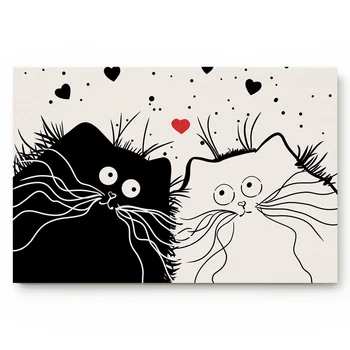 

Cute Black And White Cat Bath Rugs Non-Slip Doormat Door Mat Bathroom Accessories