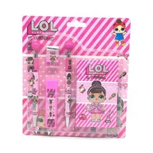 Lol surpresa bonecas conjunto de artigos de papelaria para crianças, escrita automática, lápis, caderno, material escolar para crianças presentes 2s03(China)