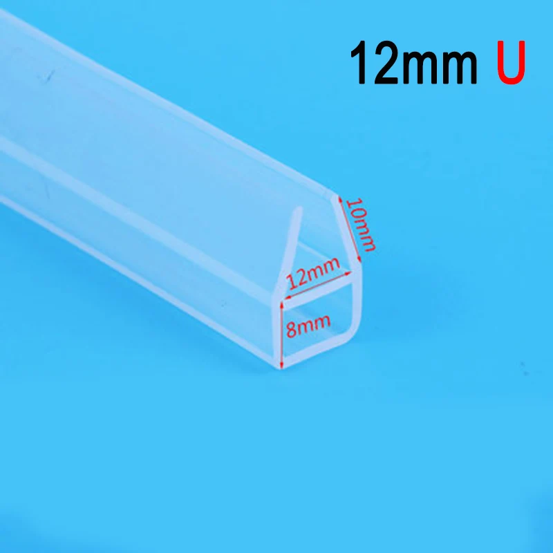 12mm U F/U/H форма стеклянная дверная лента уплотнение силиконовой резины окна стекло прокладка для ванной экран двери HKS99 - Цвет: 12mm U