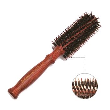 

Curly Faux Bristles Round Brush Gift Home Wood Handle Hair Comb Hairdressing Anti Static Styling Durable Professional Salon