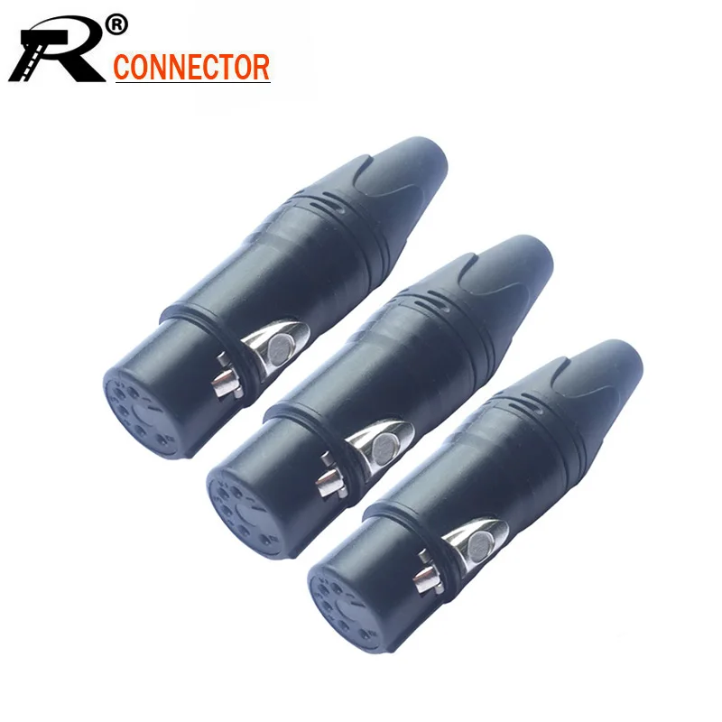 10 шт./лот 5 Pin XLR Женский Джек никелированный полюсный разъем микрофонный кабель