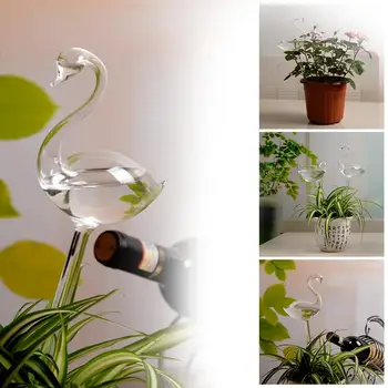 

Portable Flamingo Glass Automatic Watering Vase Wedding Garden Home Decor