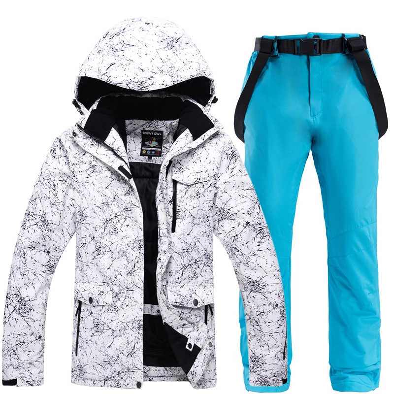 Утепленный лыжный костюм для пар, зимняя ветрозащитная водонепроницаемая куртка для катания на лыжах и сноуборде, комплект со штанами для мужчин и женщин, большие размеры 3XL - Цвет: Серебристый