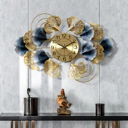 New Chinese Ginkgo Leaf Wall Clock Silent Household Wall Watch Living Room Creative Art Light Luxury Atmosphere Decorative Clock