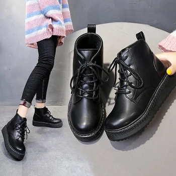 

Fashion brand designer thick-soled Martin boots female 2019 new women's shoes autumn and winter England plus velvet short boots