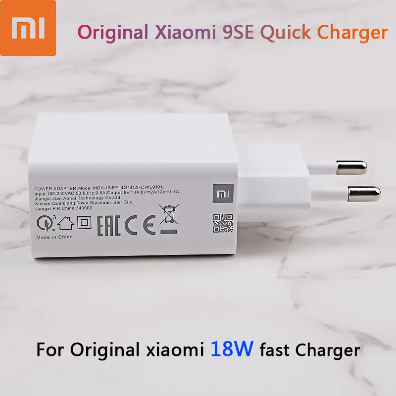 Xiaomi Redmi Note 9 9S Fast Charger QC3.0 18W Quick Charge Adapter Type C for Mi 9 10 9T Poco F2 Pro X2 X3 Redmi Note 7 8 9 Pro charger 100w Chargers