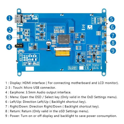 LCD 디스플레이 미니 pc 터치 HDMI 모듈, 라즈베리 파이 3, 파이 4, PC 모니터, 오렌지 파이, IPS 7 인치 스크린, AIDA64, 1024x600 5