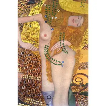 

Woman in gold Gustav Klimt Paintings Water Serpents I (Luxury Line) figure artwork beauty woman High quality hand painted