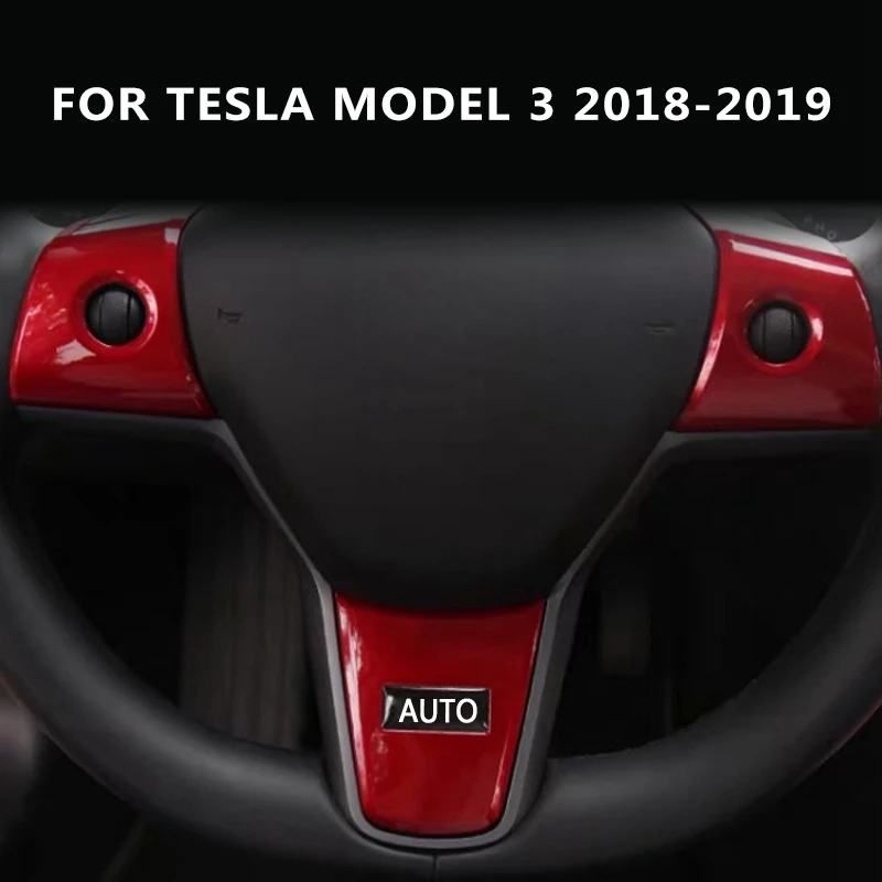 Pcmoa внутренняя накладка на руль декоративная накладка для Tesla модель 3- интерьерная молдинги наклейка новинка желтый белый