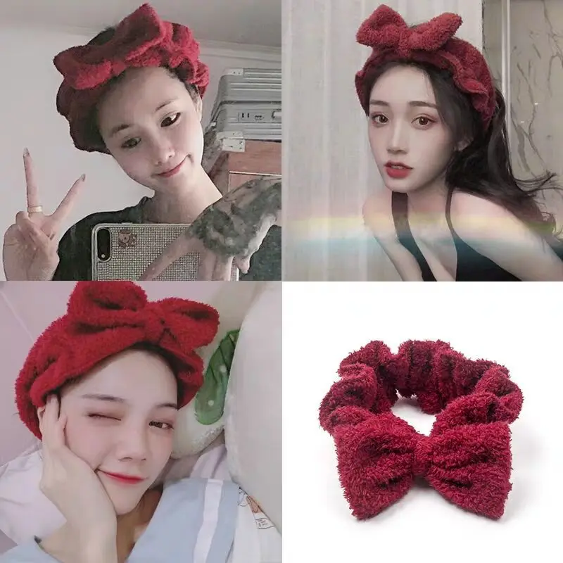 

Coral Fleece Hairbow Cross Headband For Wash Face Makeup Lady Cosmetic Hairband Elastic Soft Turban Hair Accessories