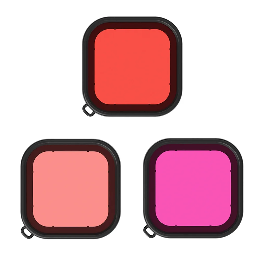 Фильтр для дайвинга, красный, розовый, фиолетовый, водонепроницаемый чехол для подводного плавания, фильтр для дайвинга, для Gopro Hero 8, черный, для Go Pro, аксессуары - Цвет: 3pcs A Lot