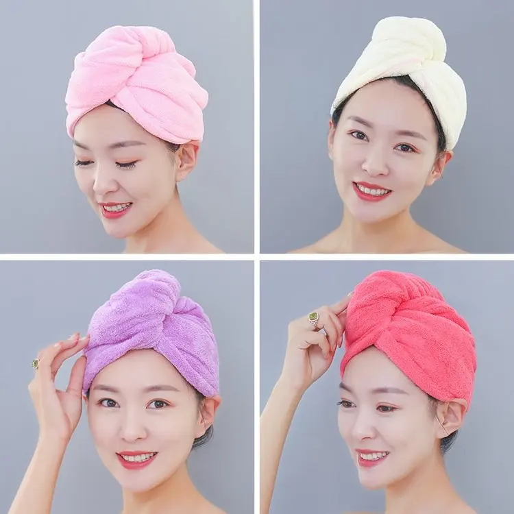 

2020 New Microfiber Quick-Dry Hair Towel Compressed Dry Hair Caps Machine Washable Pink Shower Caps Ladys