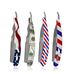 Retro Classic Men Shaving Razor Blade Holder Men Stainless Steel Handle Straight Edge Barber Razor Holder Folding Shaving Razor