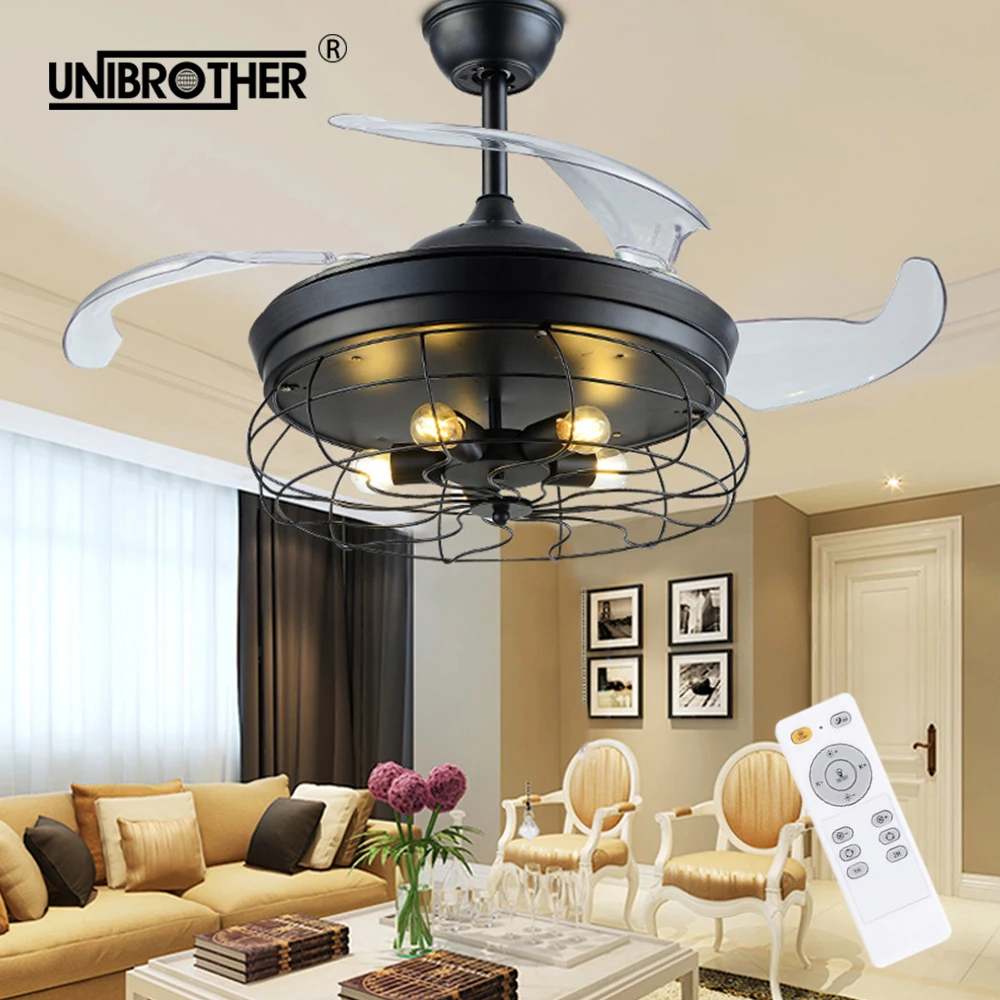 

Invisible ceiling fan with light smart remote control lnverter fan lamp Nordic industrial decor fixture for living room bedroom