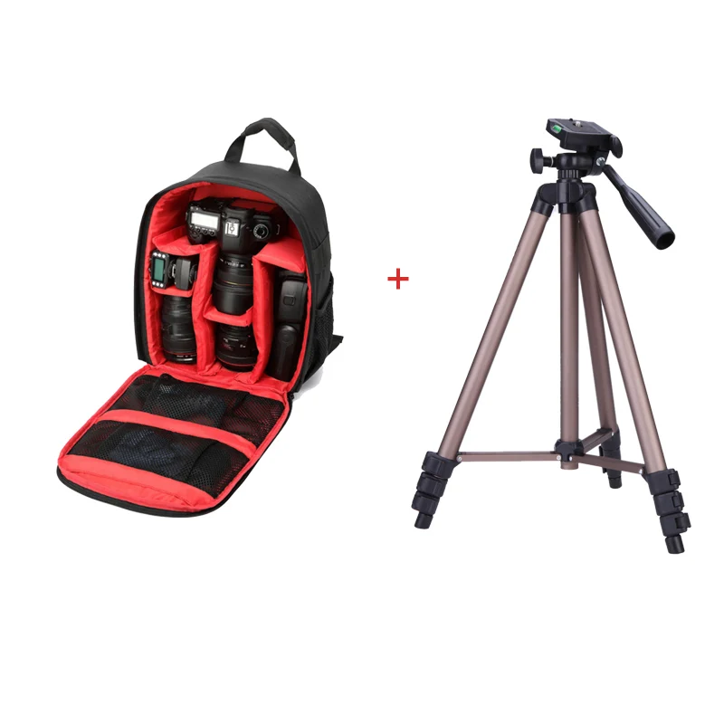 Red with tripod A Многофункциональная камера рюкзак видео цифровая DSLR Сумка водонепроницаемая сумка для наружной камеры чехол для Nikon для Canon для sony - Цвет: Red with tripod A