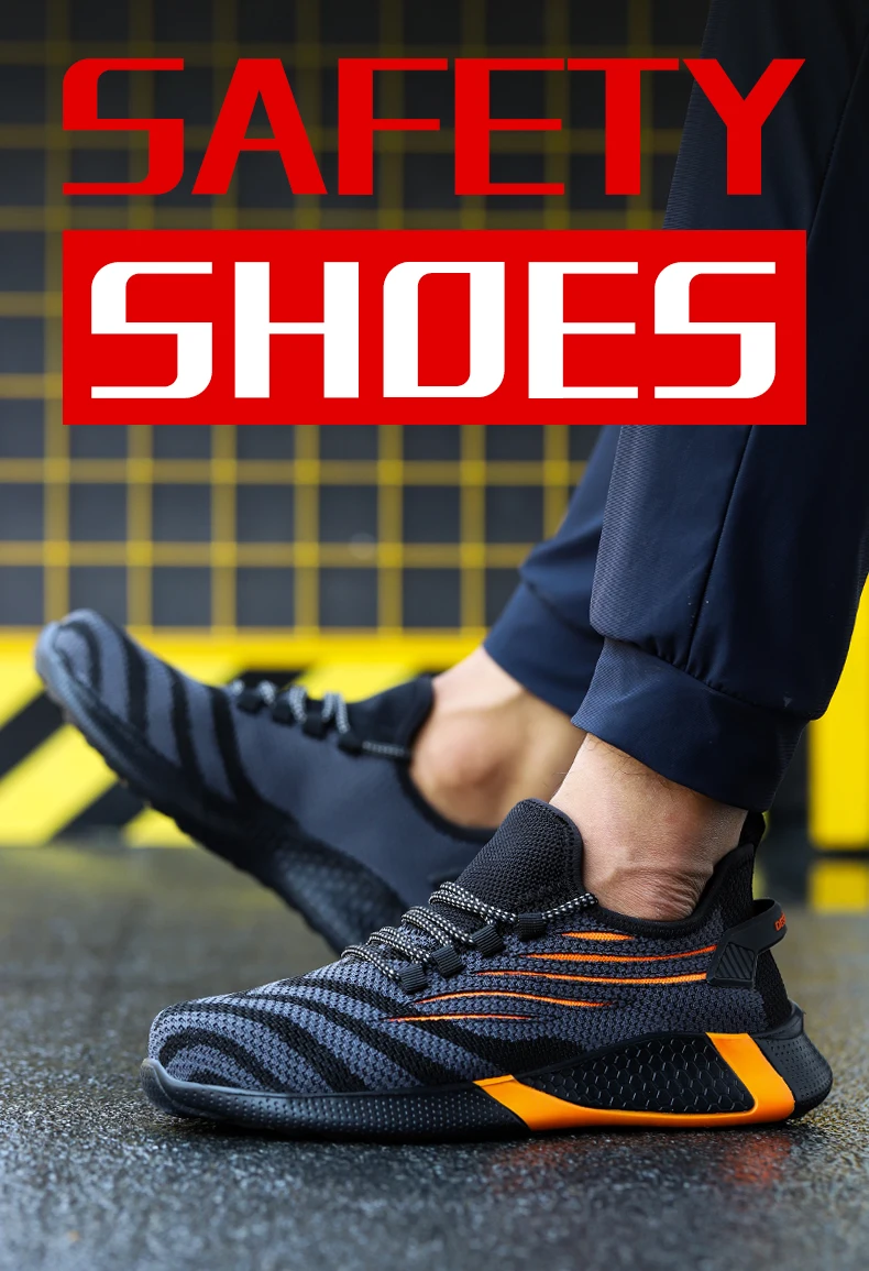 Safety Shoes Men Anti-Smashing Steel Toe Cap Puncture Proof Construction Lightweight Breathable Sneaker Work Boots Women Quality