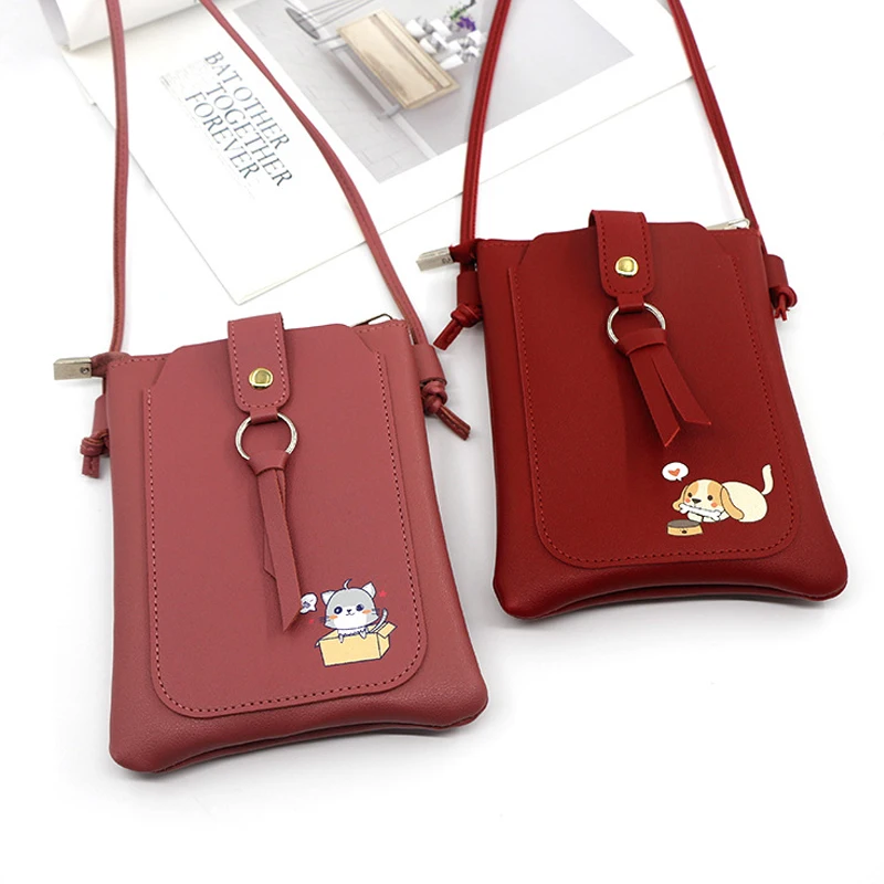 

Women Flap Money Bag Female Purse One Shoulder Strappy Bag Coin Change Pocket Messenger Cartoon Print Handbag For Gift