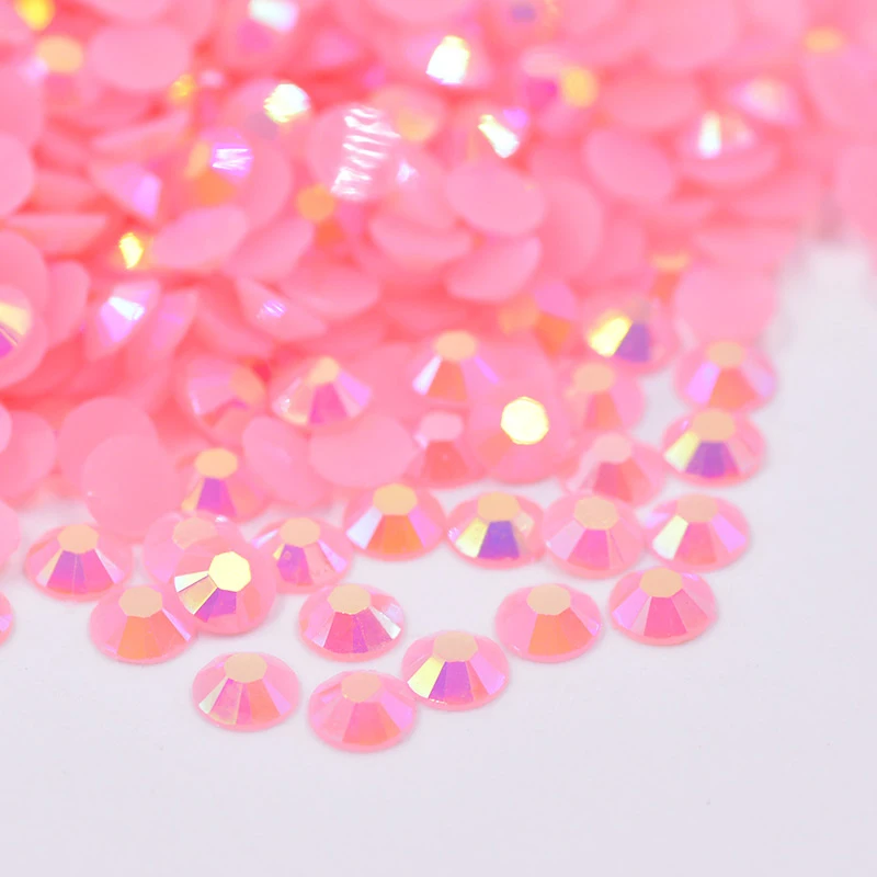 JUNAO 2 3 4 5 6 мм светлый топаз Стразы из смолы с плоской основой круглый страз кристалл 3D дизайн ногтей украшение камнями для скрапбукинга ремесла - Цвет: Pink AB