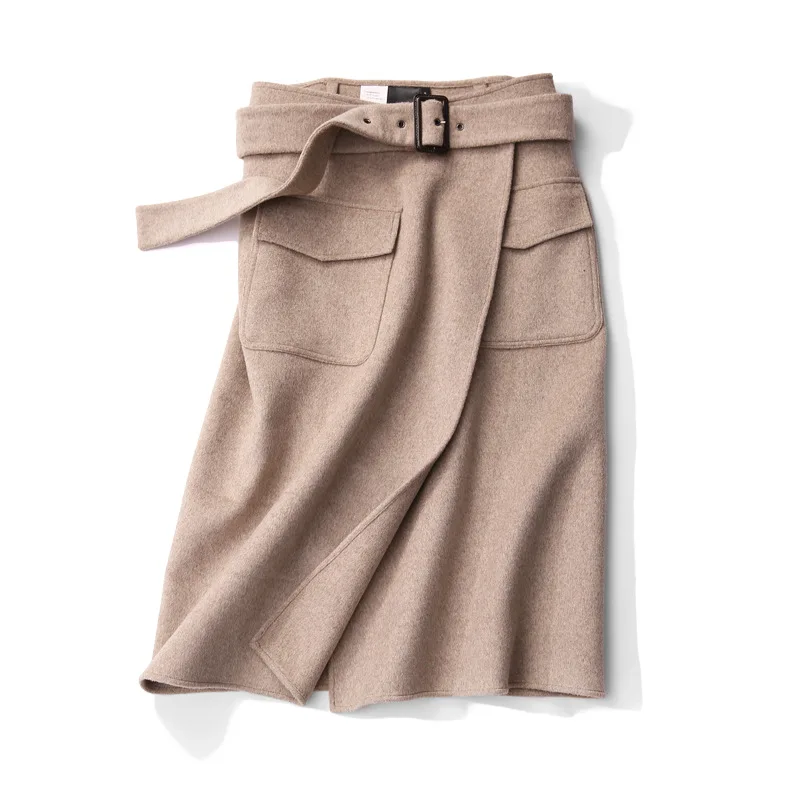 Mozuleva 2020 Handmade Double-Sided Wool Skirt 2020 New Woolen Skirt Skirt Skirt Autumn   Womens Dress Knee-Length Skirt