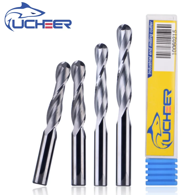 

UCHEER 1pcs 4mm 6mm 2 Flute Spiral ball nose end mill CNC router bits for wood tungsten carbide milling route tool