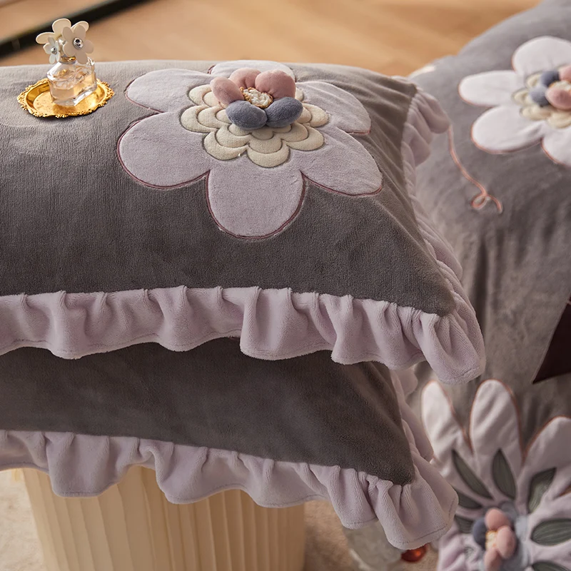 Furry Quilt Cover Bed Comforter Set Bed Linen Pillowcases Super Soft Velvet Fleece Warm Cozy Sunflower Embroidery Bedding Set 37 H25a6d6ca1e764d7abd4447074bb13f6e0