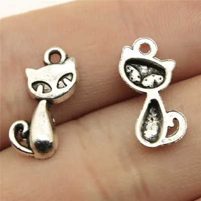 

20PCS/lot 17x9mm Cat Fox Charms Antique Bronze Color Making Pendant Vintage Tibetan Bronze Silver color DIY Bracelet Necklace