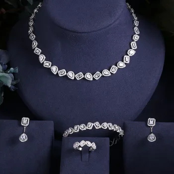 

jankelly Nigeria 2pcs Bridal Zirconia Jewelry Sets For Women Party, Luxury Dubai Nigeria CZ Crystal Wedding Jewelry Sets