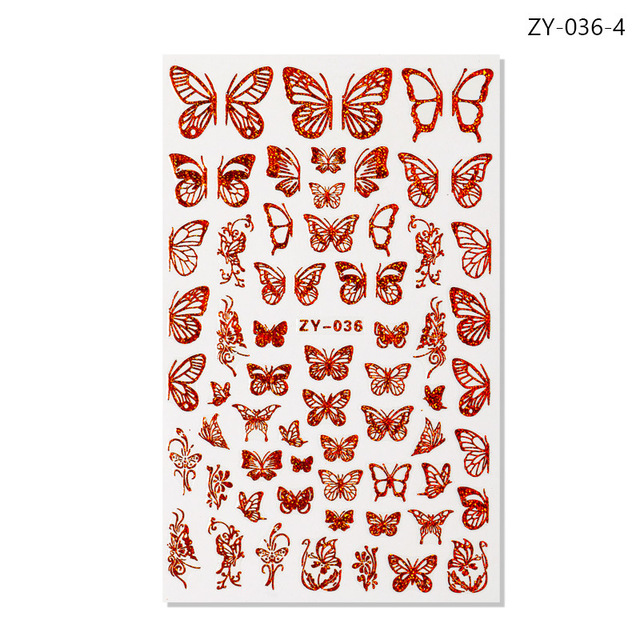 Holographic 3D Laser Butterfly Nail Art Stickers Gold Silver Nail Adhesive Sliders Decals Laser Sticker Decor DIY Manicure
