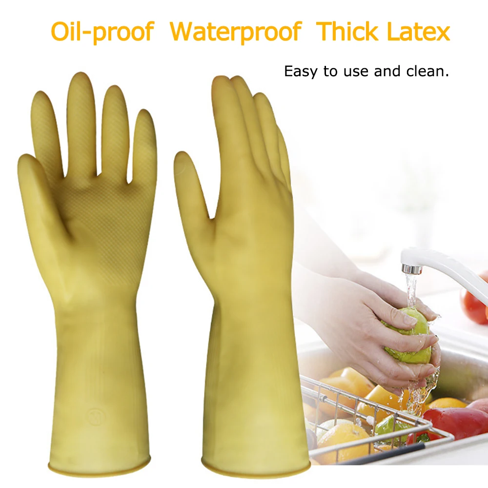 

2pcs Anti-corrosion Cleaning Gloves Oil-proof Waterproof Kitchen Glove Long Sleeves Thick Latex Glove Painting Gardening Gloves