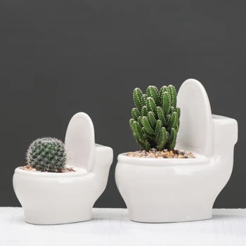 

Simple Outdoor Flowerpot Gardening Creative Succulent Toilet Ceramic Flowerpot Desktop Potted Decoration-Large