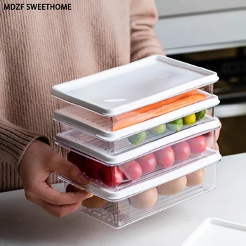 

MDZF Refrigerator Food Storage Containers Can Stacked Food Grade PE Vegetable Fruit Eggs Dumpling Kitchen Organizer Fresh Box