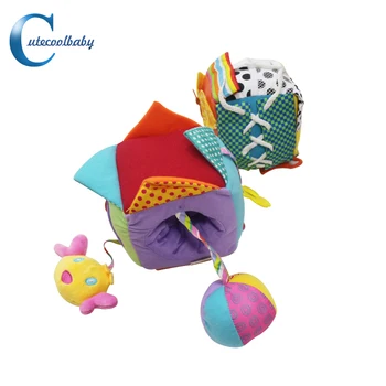 

plush Toy Block Educational Toys New Infant Stuffed Doll Mobile Plush Cloth Building Block Set Soft Cubes Rattle Toy 0-12 month