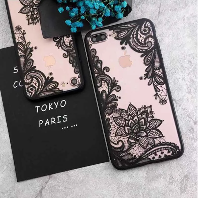 

Lace Flower Hard PC Sexy Floral Phone Case for iphone X XR XS MAX 6 7S 8SPlus