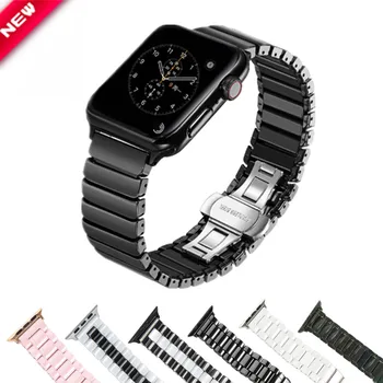

Ceramic Watch Strap for Apple Watch Band 44mm 40mm 4/5 Smart Watch Bracelet Ceramic Watchbands for iWatch Series 3 2 1 42mm 38mm