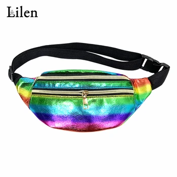

LILEN Double Compartment Women Messenger Chest Bag New Colorful Shoulder Large Capacity Pockets Casual Waist Pack