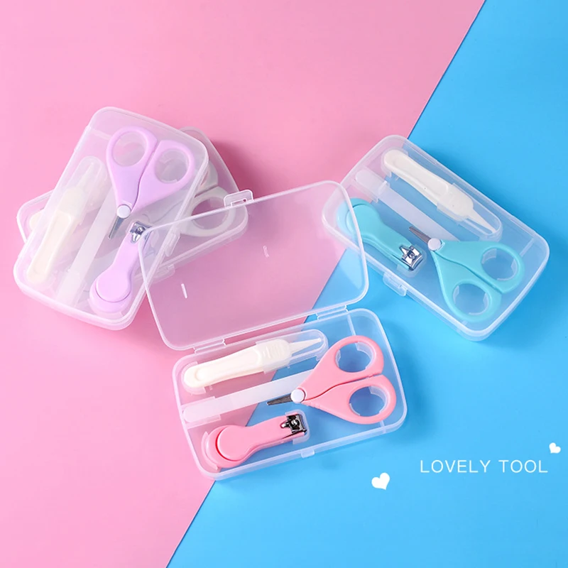4 Pcs Baby Cleaning Tool Baby Nail Care Scissors Gorgeous Set Infant Safety Nail Cutter Scissors Suit Newborn Care Kit