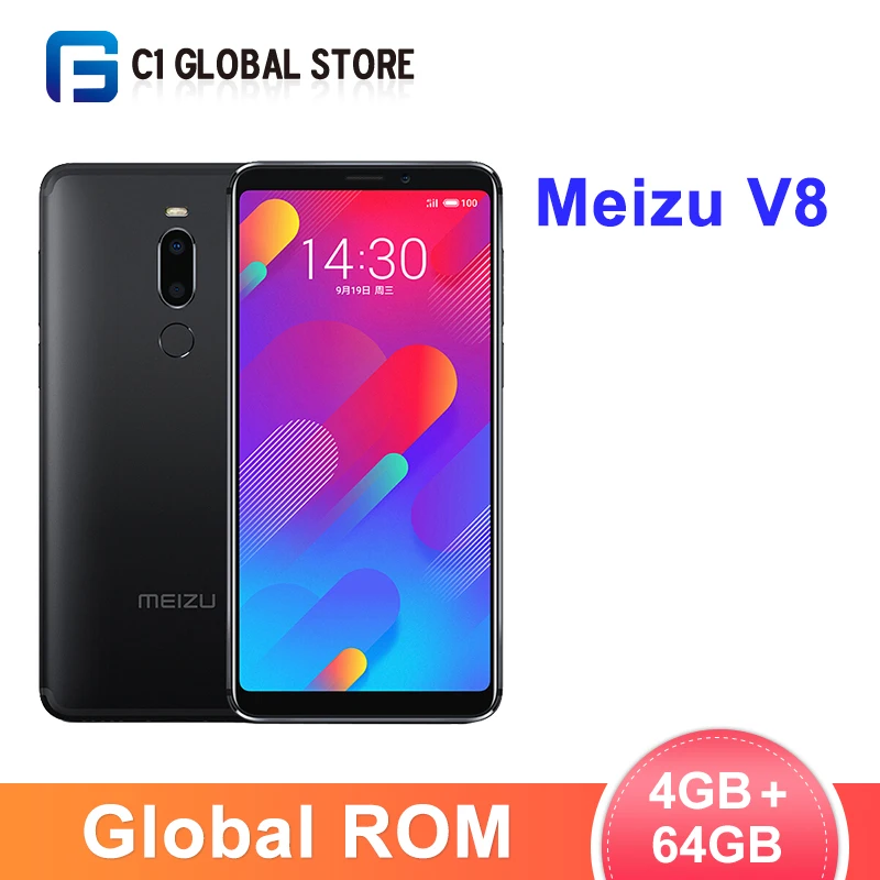 Meizu V8 с глобальной прошивкой, 4 ГБ, 64 ГБ, смартфон Helio P22, четыре ядра, камера 12 Мп+ 5 МП, распознавание лица, 5,7, полный экран, 3100 мАч, мобильный телефон