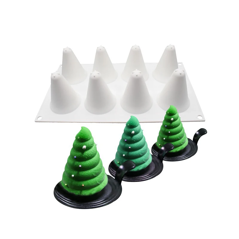 Christmas Tree Silicone Mold Cake Decorate Mould Tools 8 Cavity 3D Shaped Mousse Molds Non-stick DIY Baking Cake Moulds Tools1