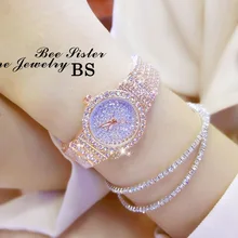 Для женщин Роскошные часы из розового золота с бриллиантами часы представительского класса дамские Нержавеющая сталь модные женские Стразы блестящие повседневные часы в подарок