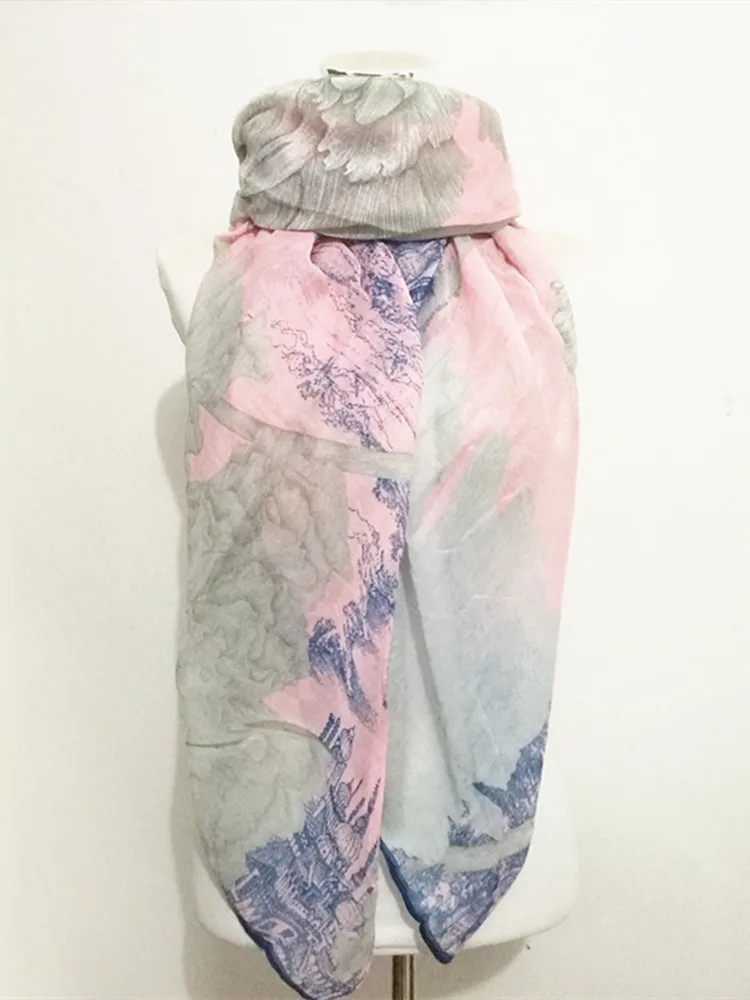 

Free shipping pavilion flower print large handkerchiefs for women Woman scarves for neck Scarves for ladies