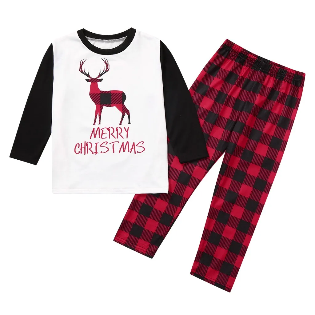 Рождественские пижамы для всей семьи; комплект домашней пижамы; комбинезон в клетку с принтом оленя для малышей; Рождественский Семейный комплект; Одинаковая одежда