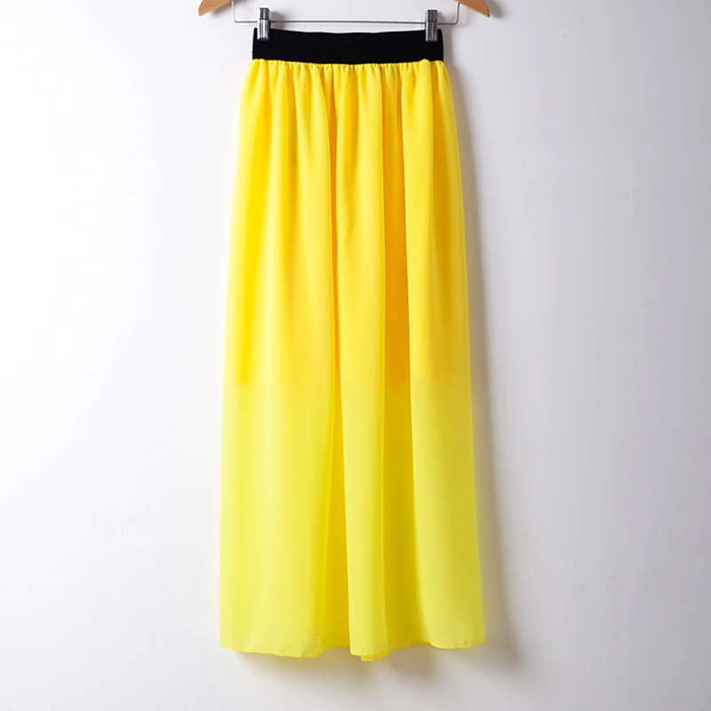 

Summer skirts women's new stitching solid color elastic waist sexy large size chiffon skirt skirt wild lady long skirt A-line