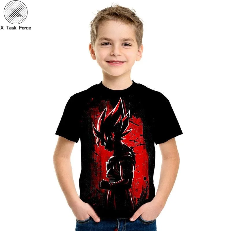 Крутая Детская футболка с принтом в виде Dragon Ball Z Goku Saiyan, модные топы с короткими рукавами для мальчиков и девочек