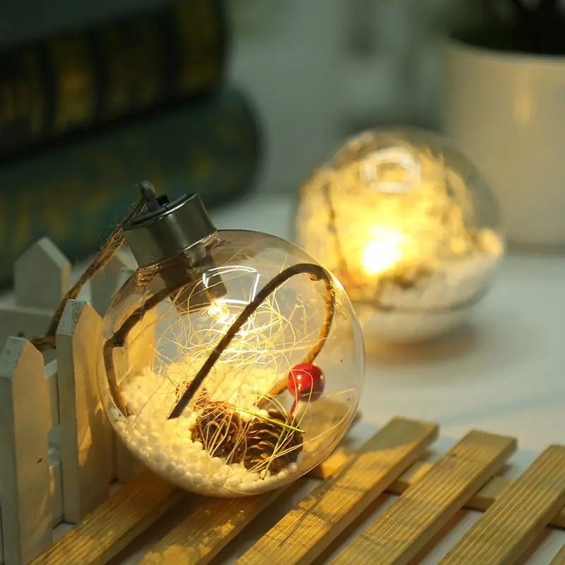 

LED Xmas Ball Transparent Snowflake Balls Christmas Tree Decoration Ornaments DIY Plastic Craft Baubles